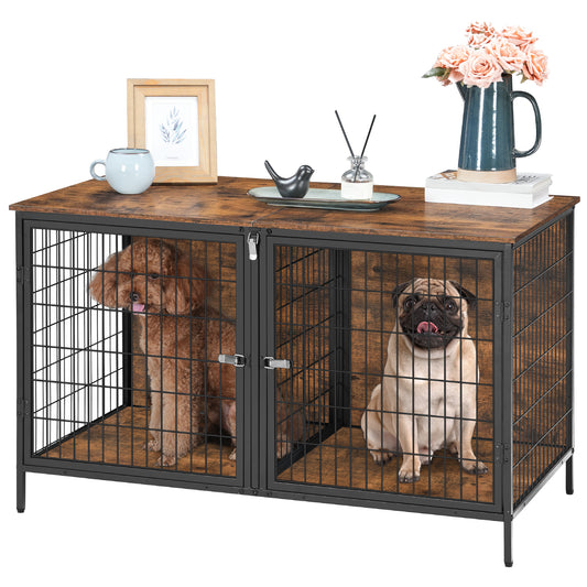 MAHANCRIS 43.3"L Double Dog Crate for 2 Dogs