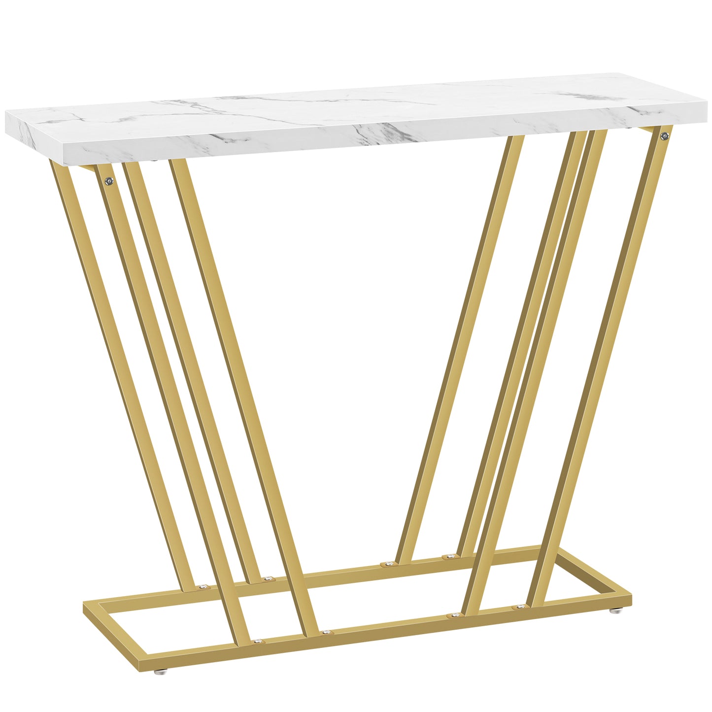 golden marble top console table symmetric
