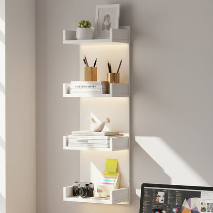 LED Floating Wall Shelves with RGB Lights | 4-Tier Wall Display Shelf