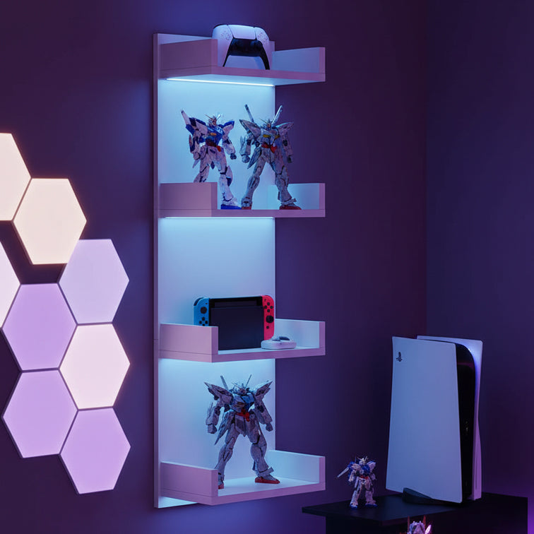 LED Floating Wall Shelves with RGB Lights | 4-Tier Wall Display Shelf