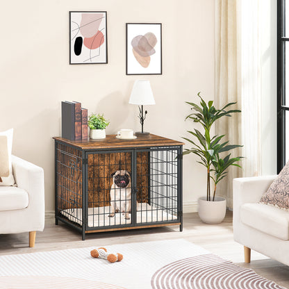 rustic brown dog crate table