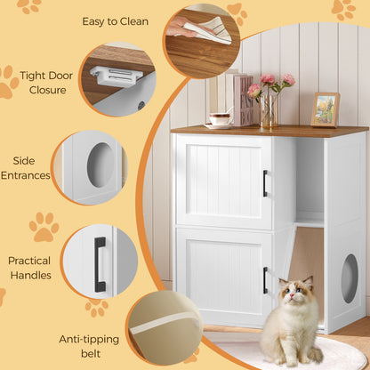 MAHANCRIS Stylish 2-Tier Litter Box Enclosure
