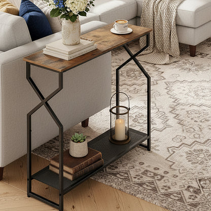 MAHANCRIS 2 Tier Rustic Brown Console Table for Entrance, Living Room, Hallway