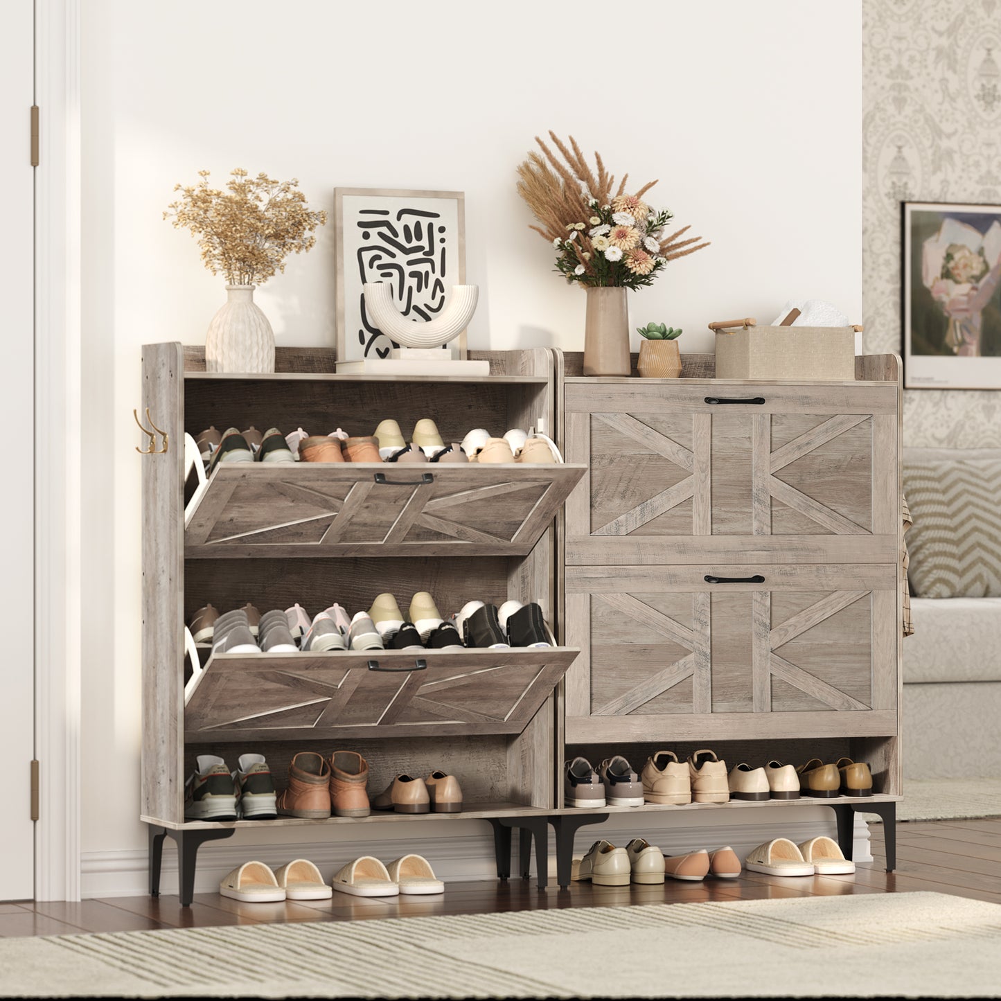 griege shoe cabinet for the hallway
