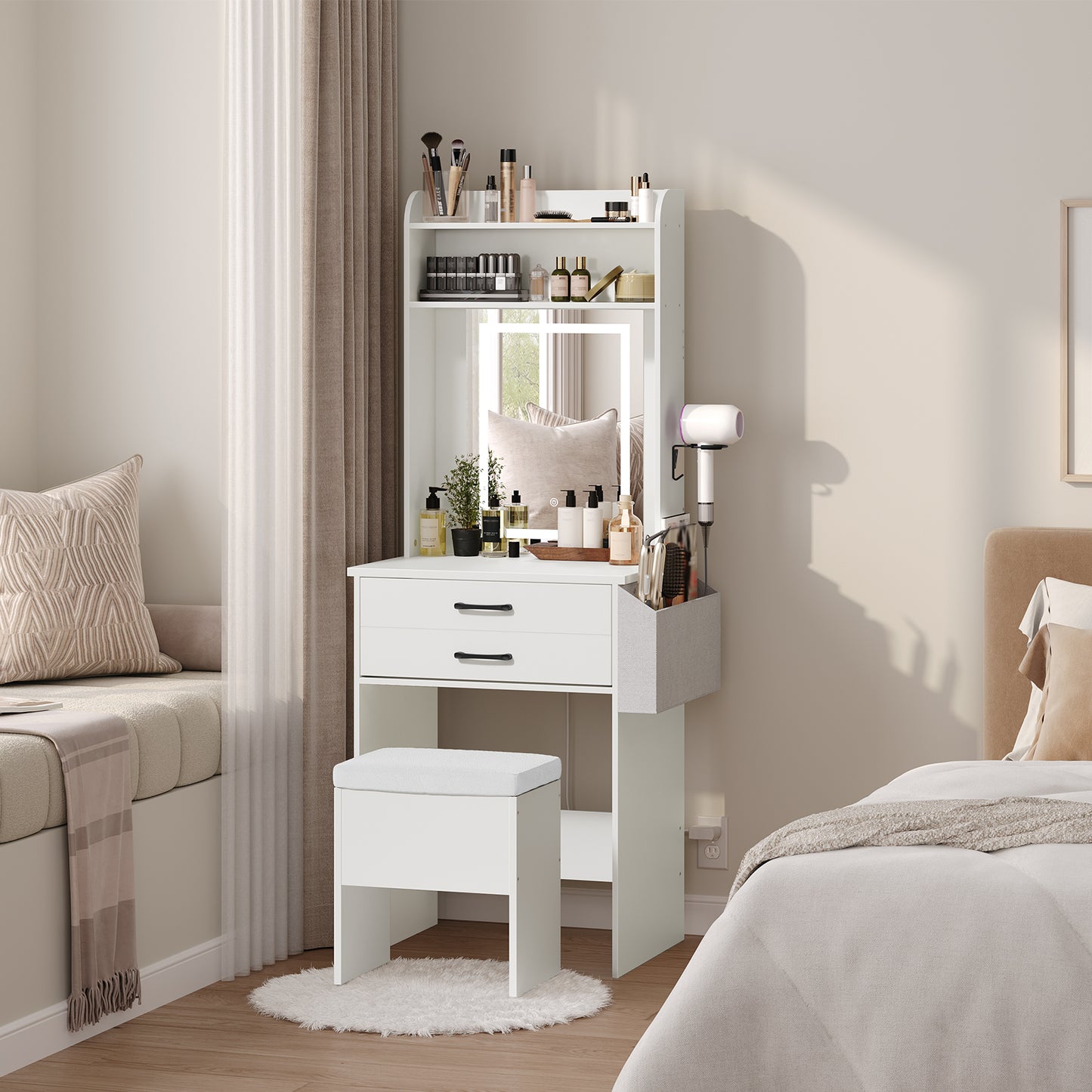 white vaniity dresser for bedroom