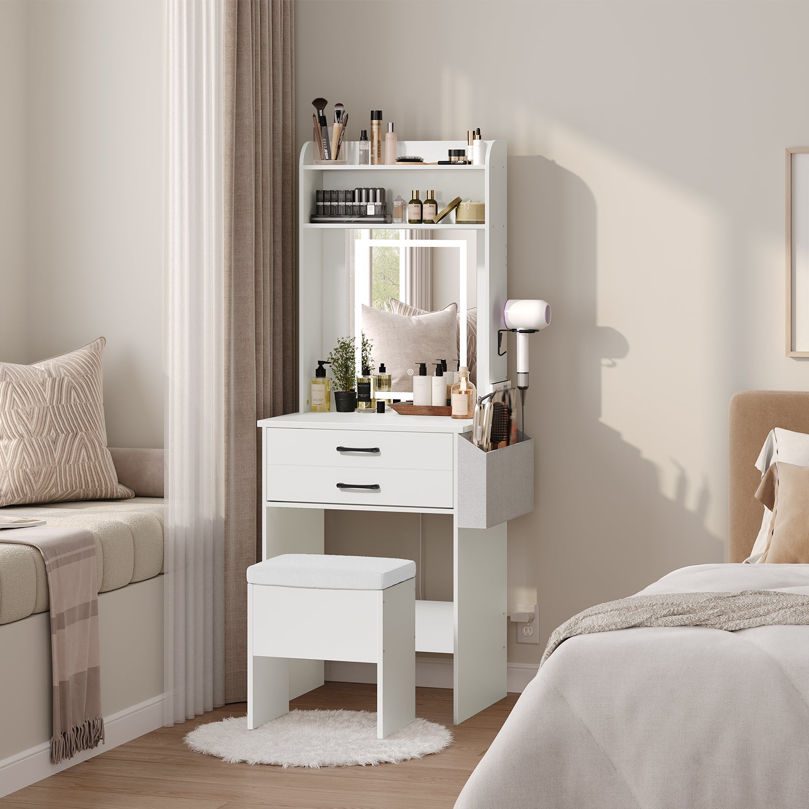 white vaniity dresser for bedroom
