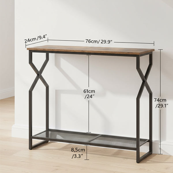MAHANCRIS 2 Tier Rustic Brown Console Table for Entrance, Living Room, Hallway