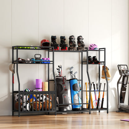 indoor Sports Equipment Organizer with Hooks