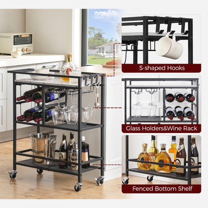 MAHANCRIS 3-Tier Rolling Bar Cart