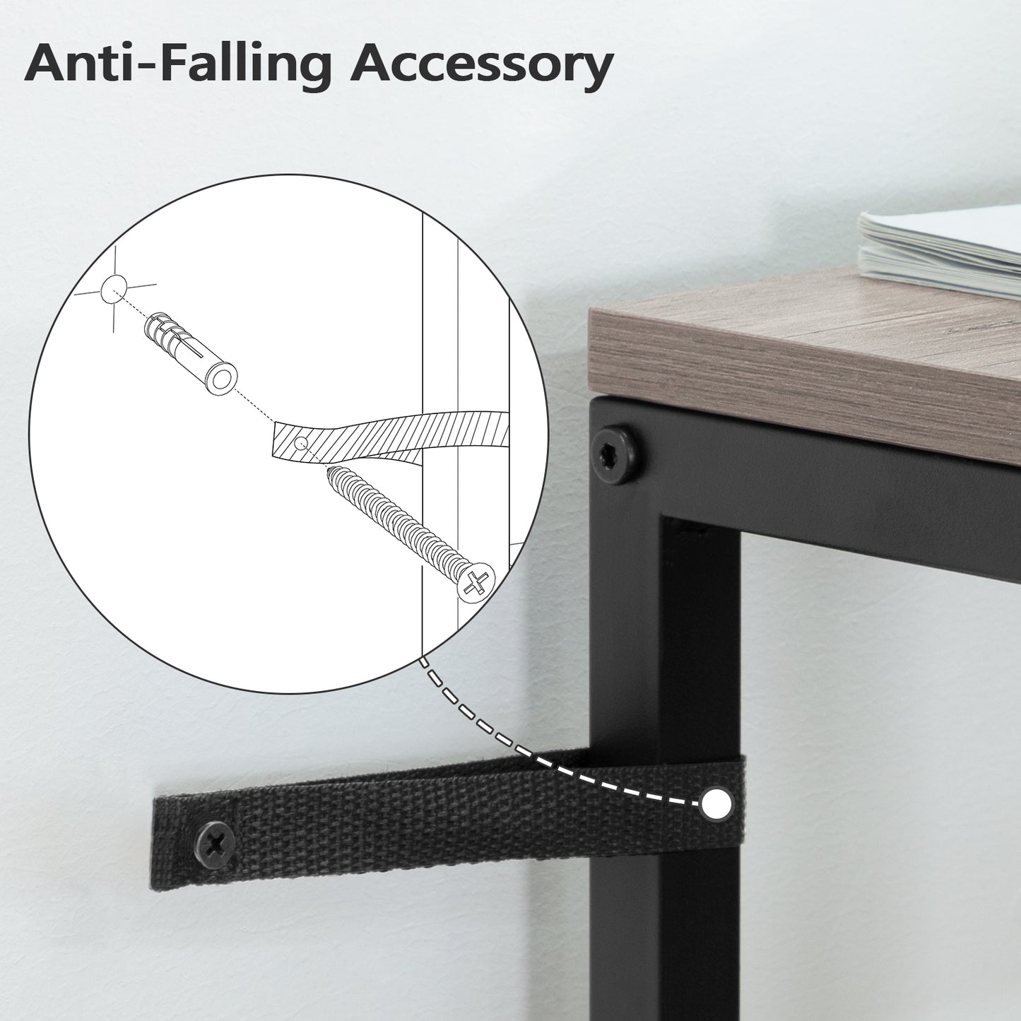 anti-falling accessory device for slim console table