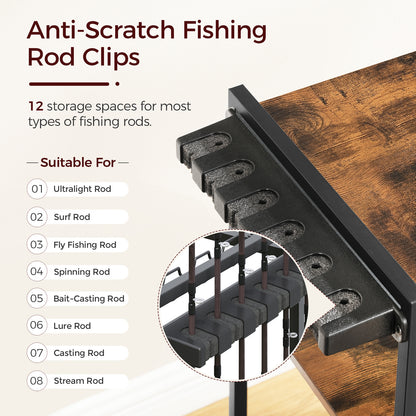 MAHANCRIS 3-Tier Fishing Rod Holder with Wheels