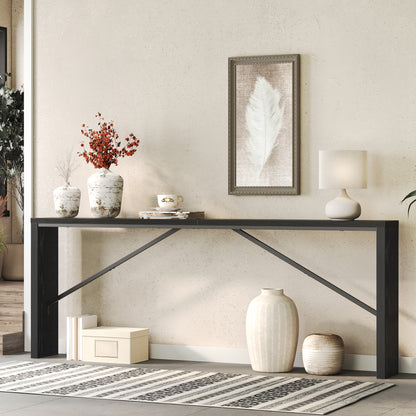 long console table in the living room