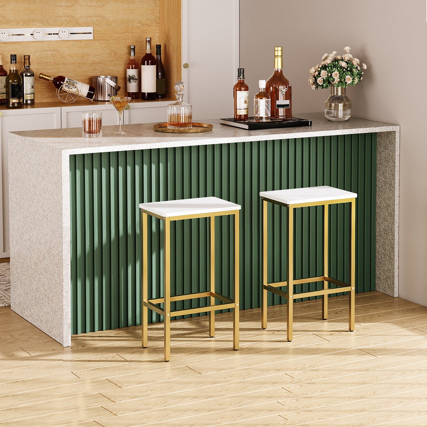 MAHANCRIS Industrial Chic Bar Stools (Set of 2)