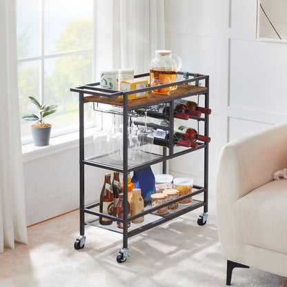 mahancris bar cart on wheels for bottle and goblet