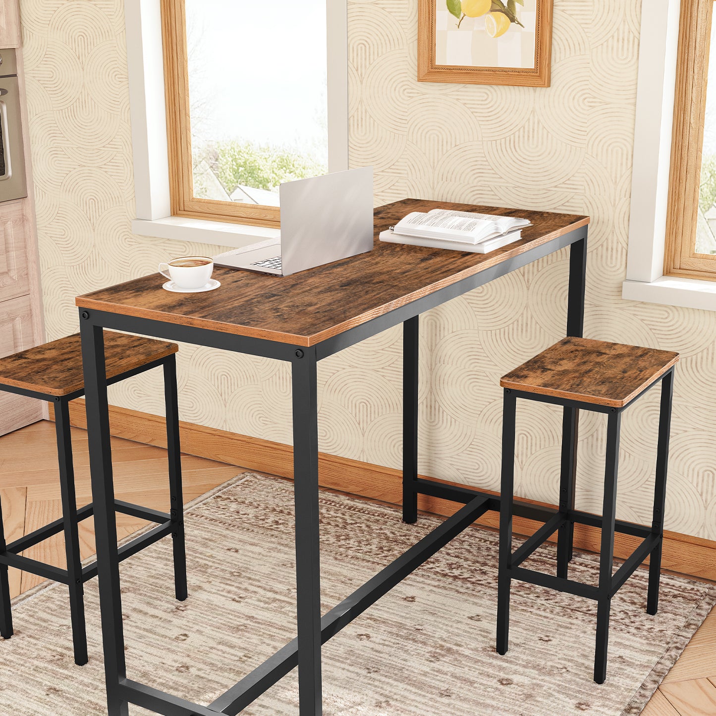 MAHANCRIS Industrial Chic Bar Stools (Set of 2)