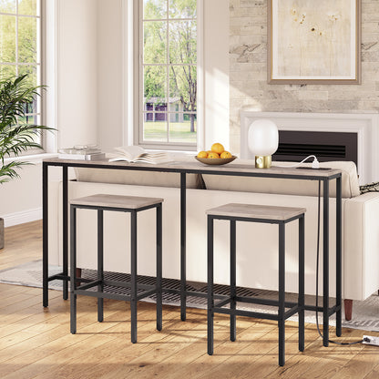 behind sofa console table in the living room
