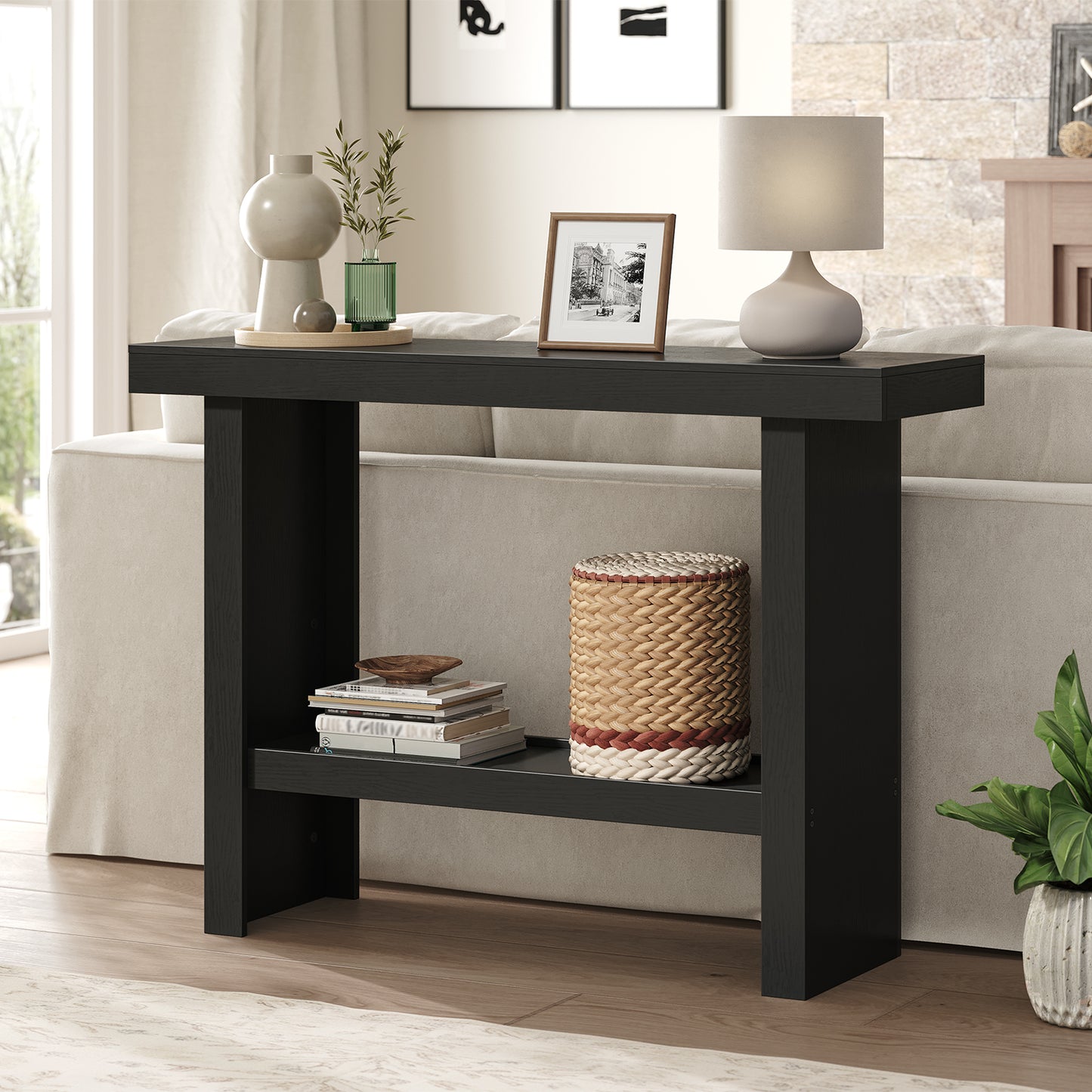 MAHANCRIS 39.4" Modern Entryway Table with Storage
