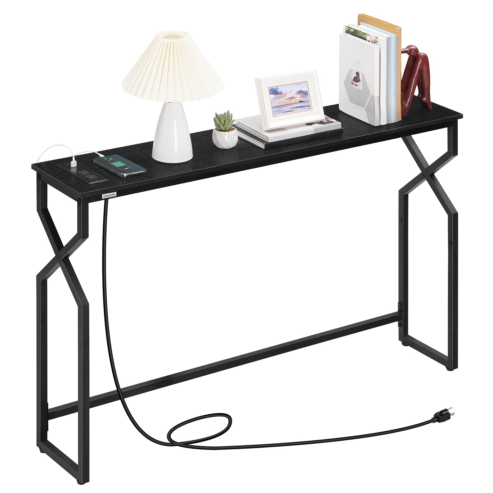 black hourglass shape console table