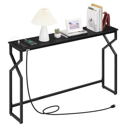 black hourglass shape console table