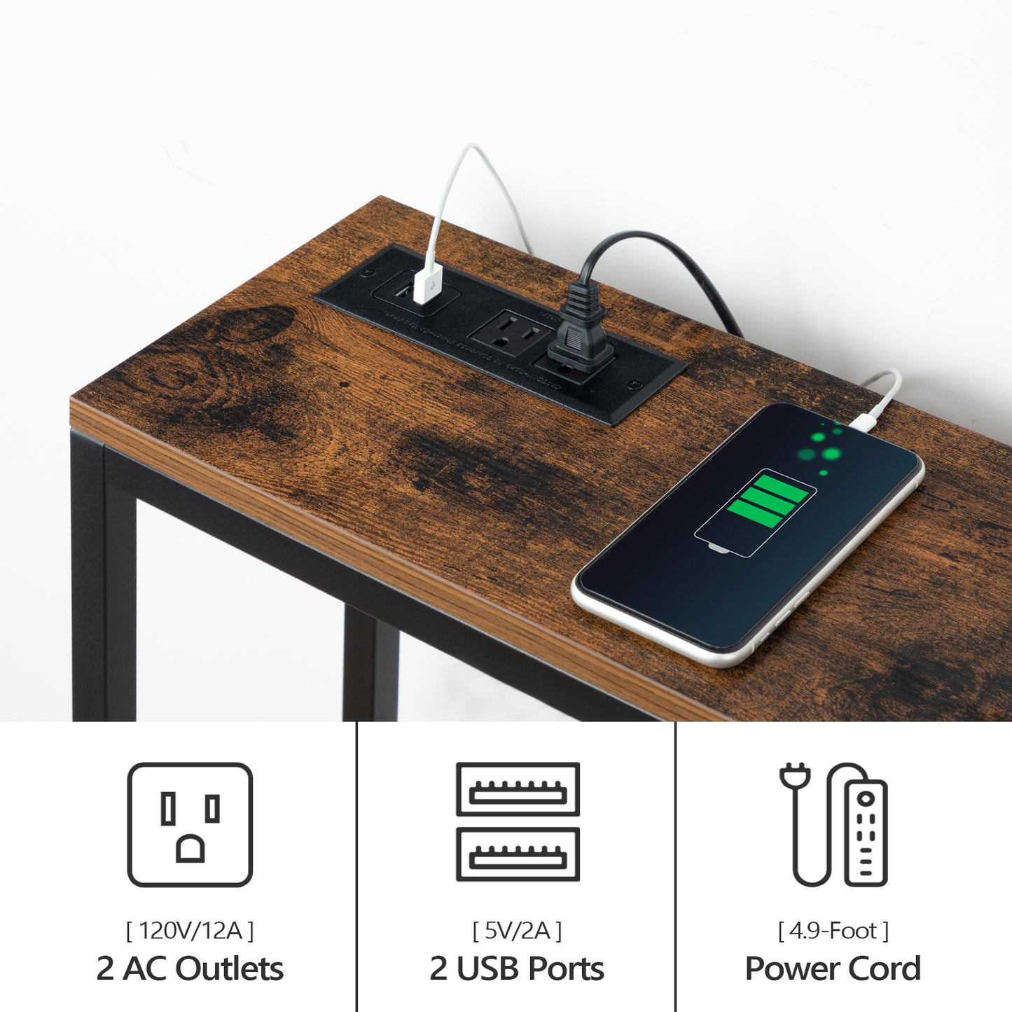 MAHANCRIS 70.9" Narrow Sofa Table with USB ports