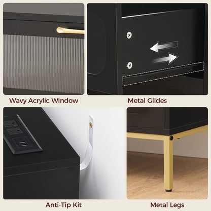 MAHANCRIS Modern Dresser with Charging Station & LED Lighting