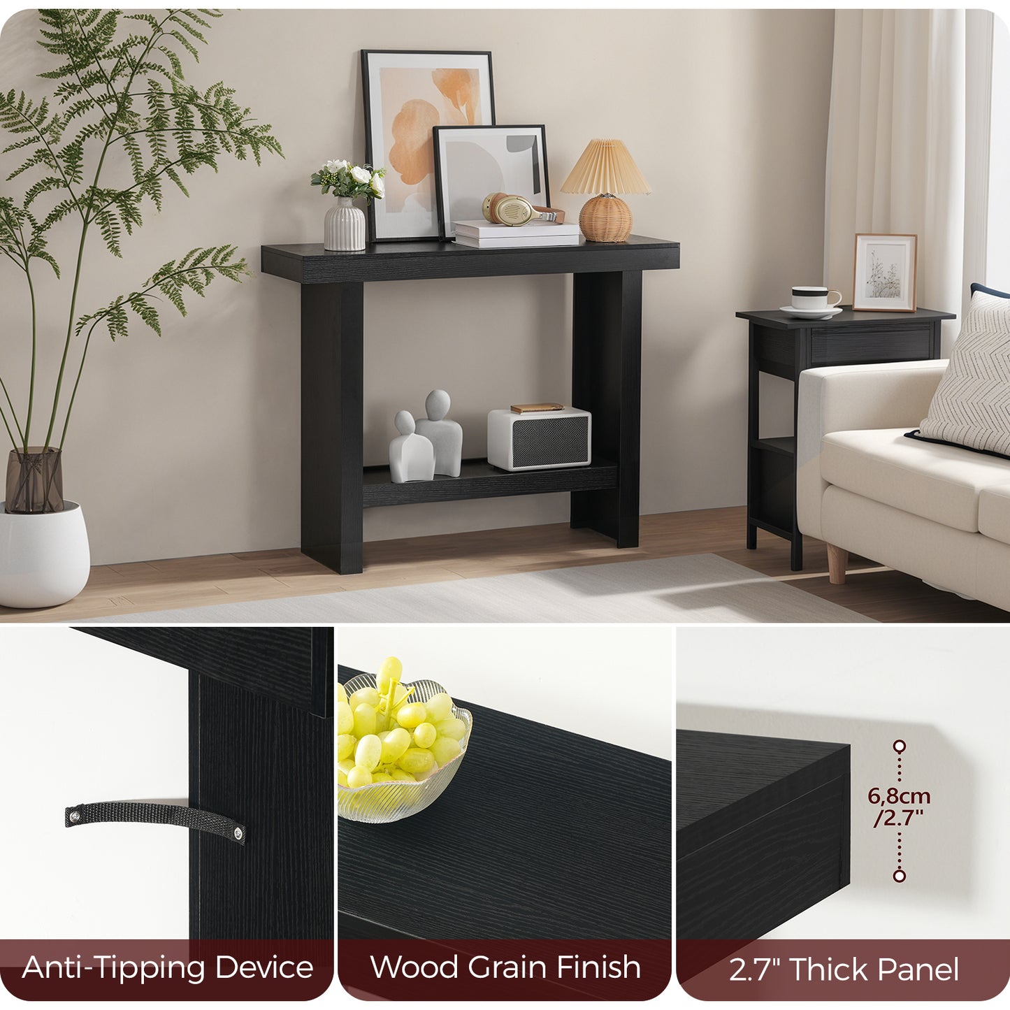 MAHANCRIS 39.4" Modern Entryway Table with Storage