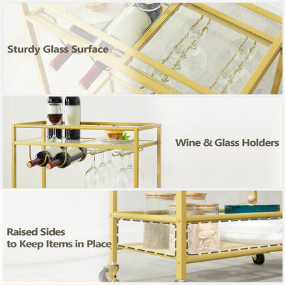 MAHANCRIS 2-Tier Gold Bar Cart