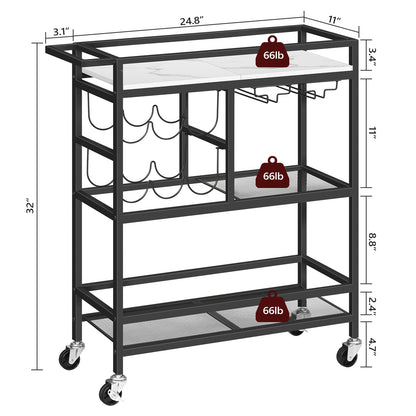 MAHANCRIS 3-Tier Rolling Bar Cart