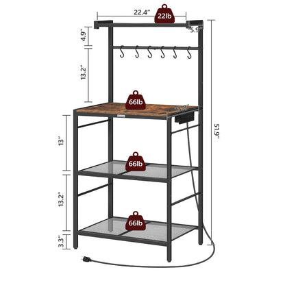 MAHANCRIS 4-tier Storage Baker's Rack Rustic brown