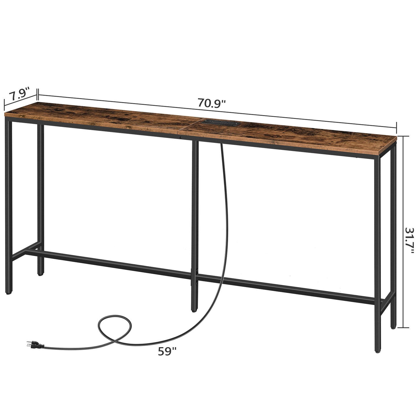 MAHANCRIS 70.9" Narrow Sofa Table with USB ports