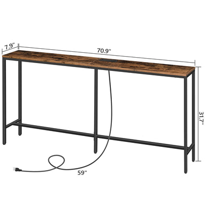 MAHANCRIS 70.9" Narrow Sofa Table with USB ports