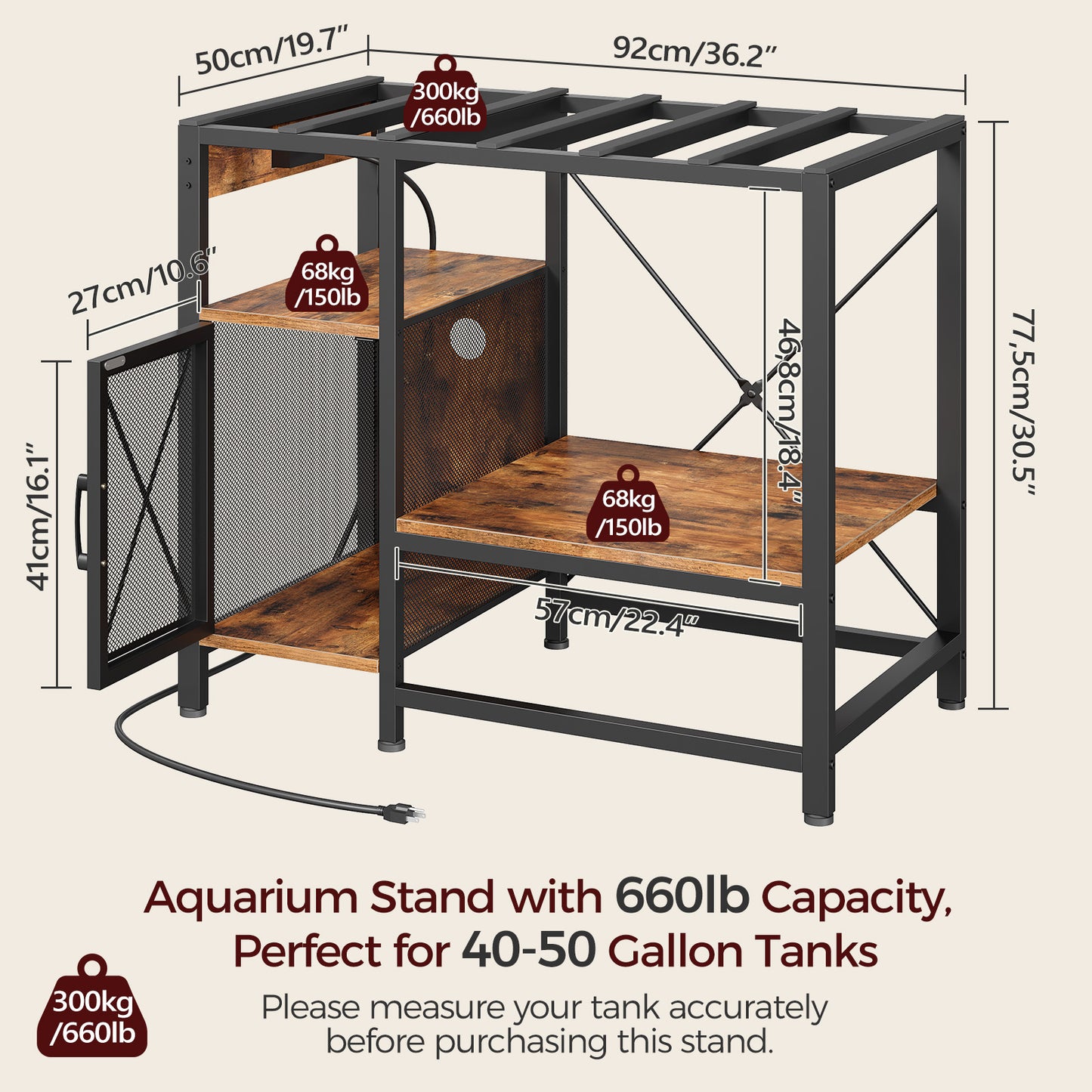 MAHANCRIS 20-37 Gallon Aquarium Stand