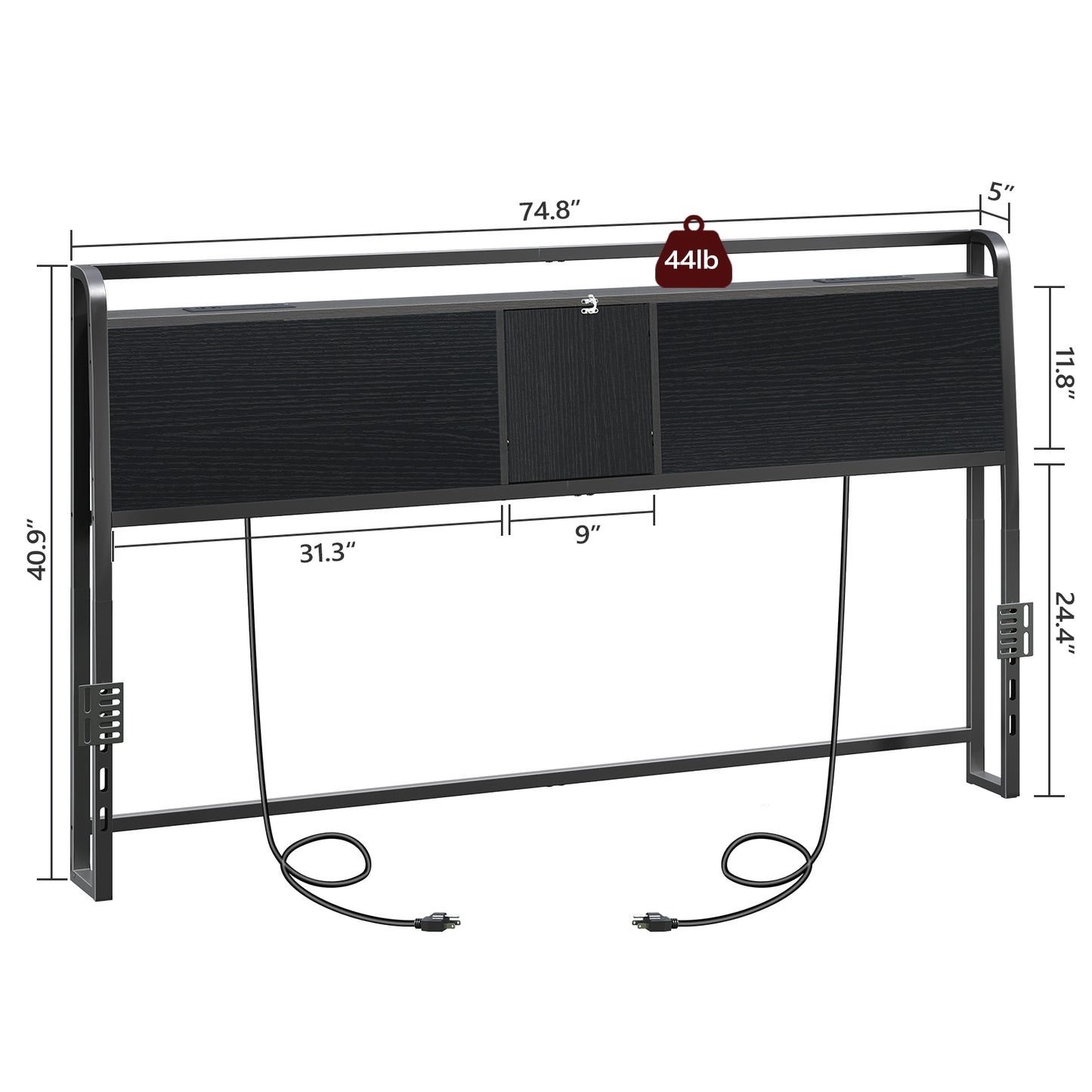 MAHANCRIS King Size Headboard with 2 Power Strips