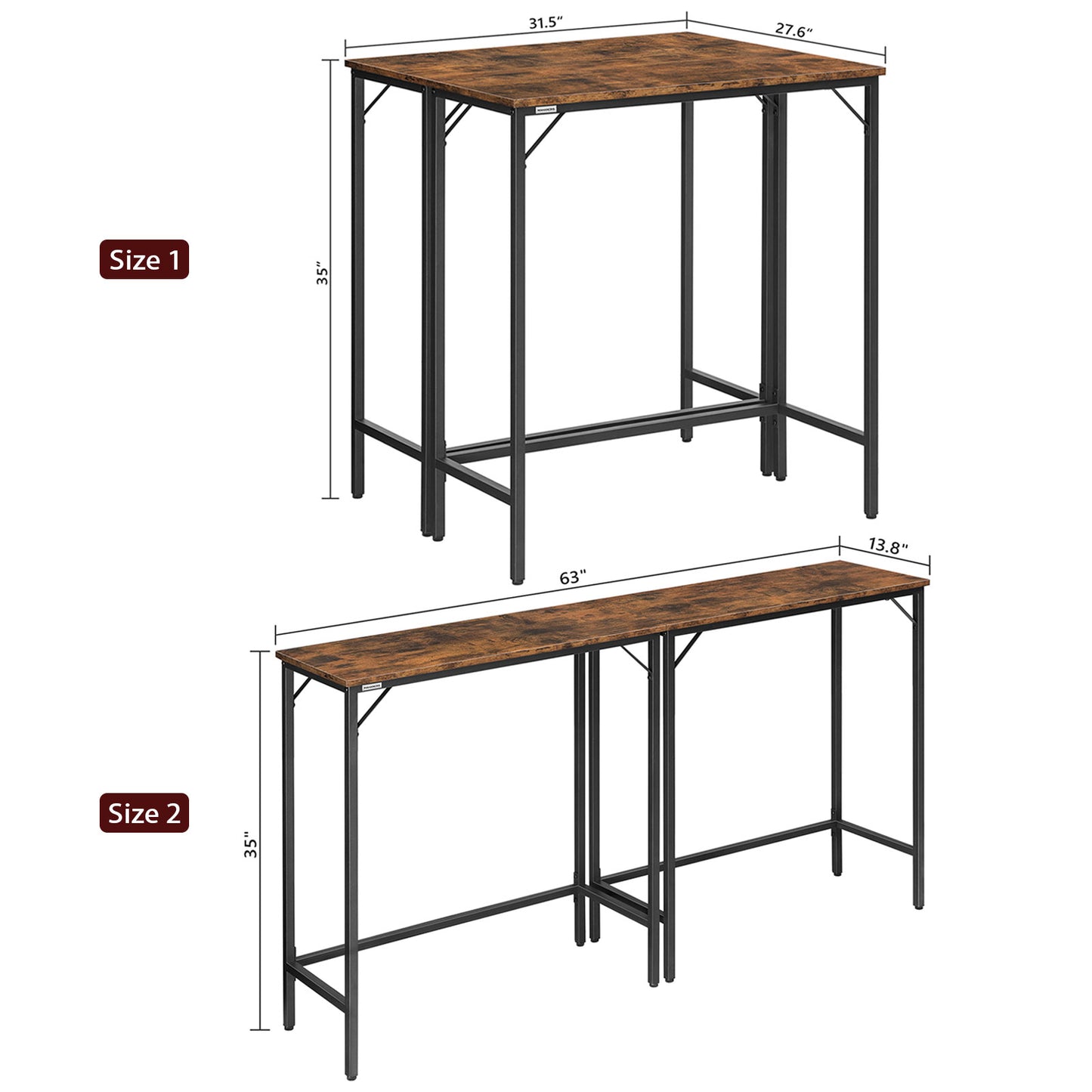 MAHANCRIS 63" Connectable Bar Table