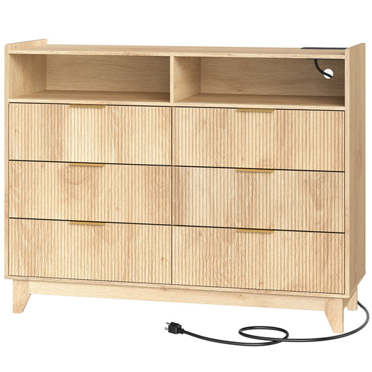 MAHANCRIS Fluted 6 Drawer Dresser