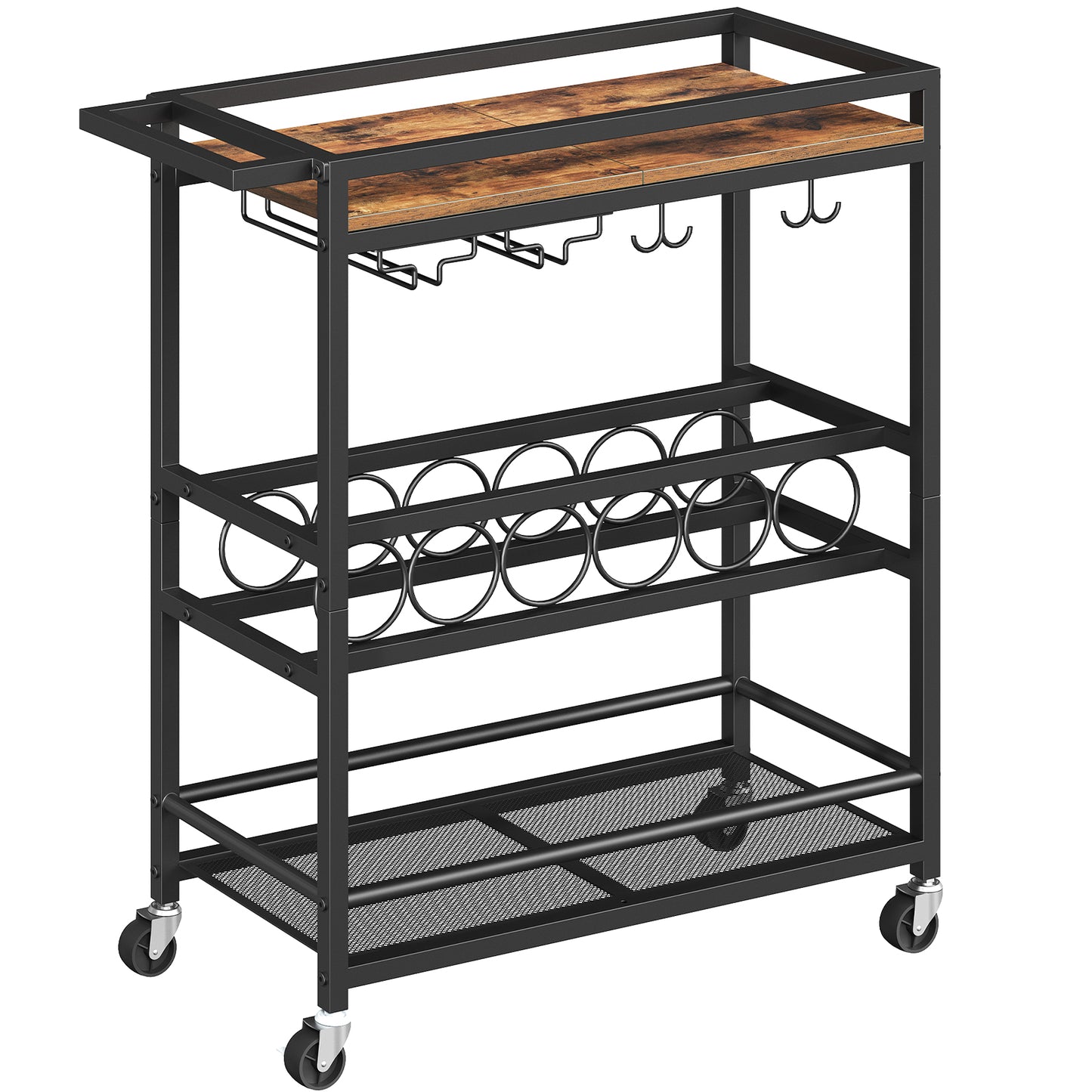 MAHANCRIS 3-Tier Serving Cart with Wine Rack