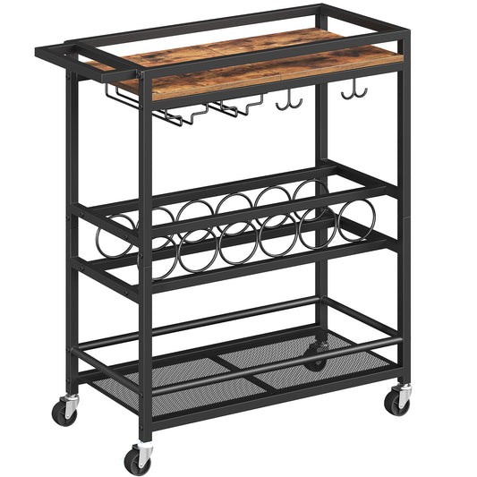 MAHANCRIS 3-Tier Serving Cart with Wine Rack