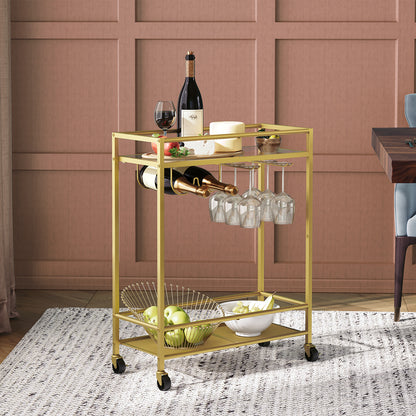 MAHANCRIS 2-Tier Gold Bar Cart