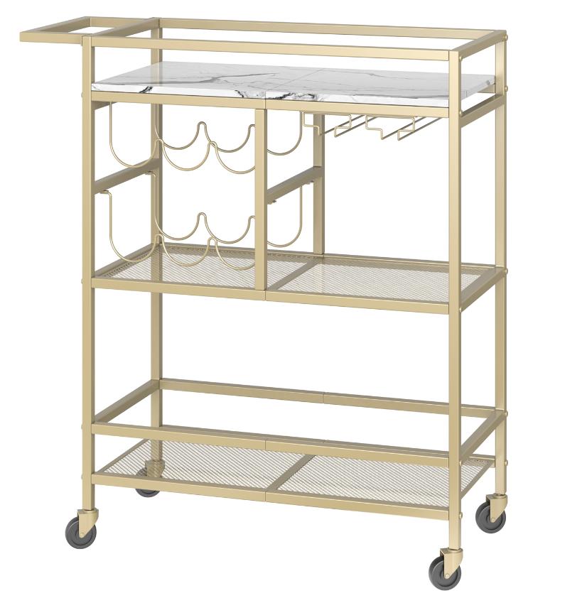 MAHANCRIS 3-Tier Rolling Bar Cart