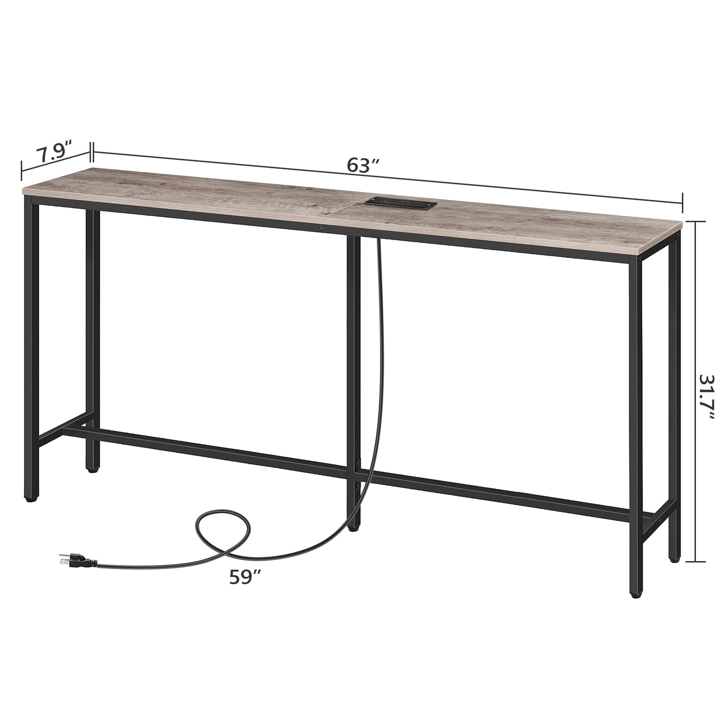 63 inch long industrial console table