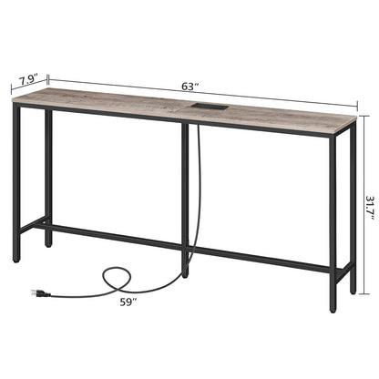 63 inch long industrial console table