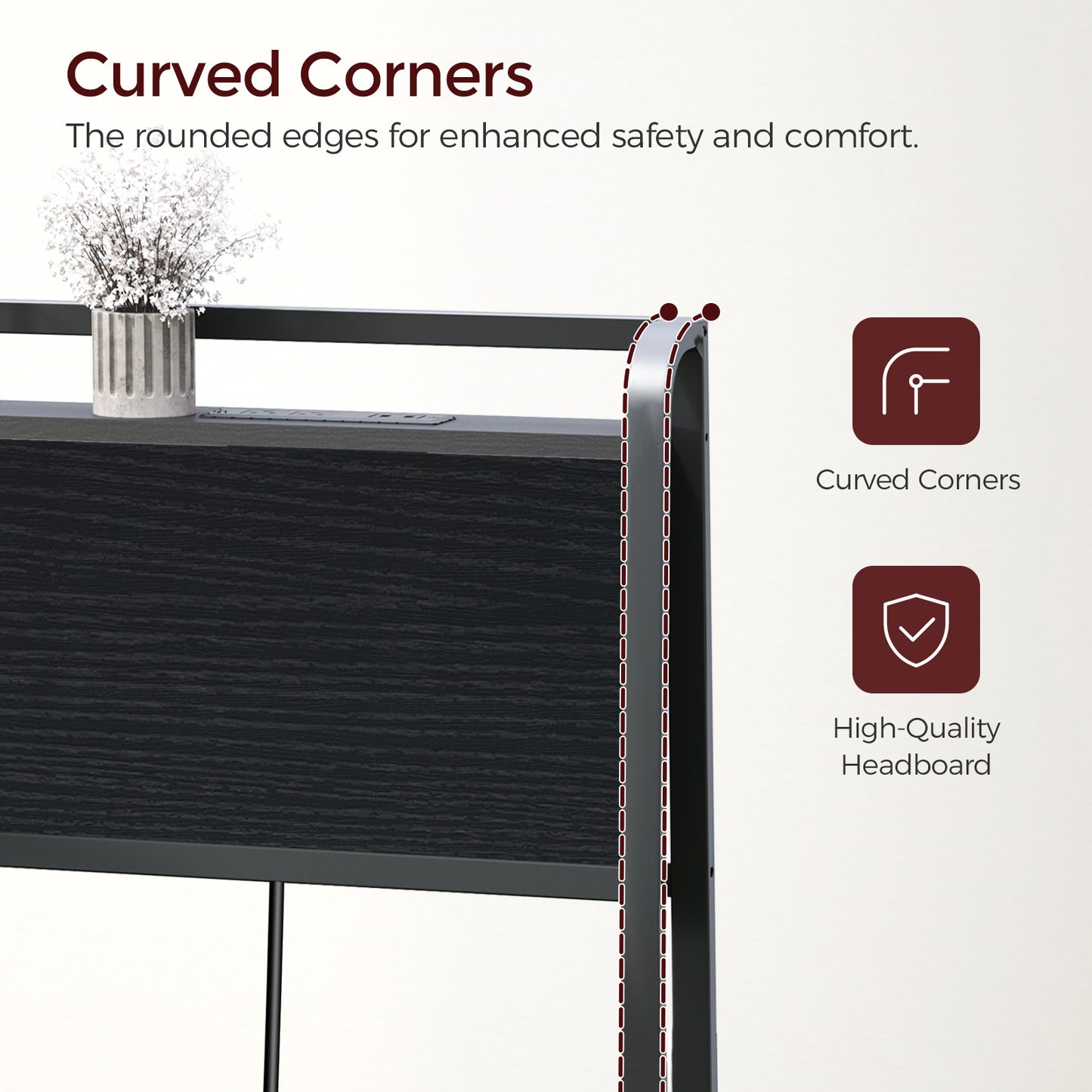 MAHANCRIS King Size Headboard with 2 Power Strips