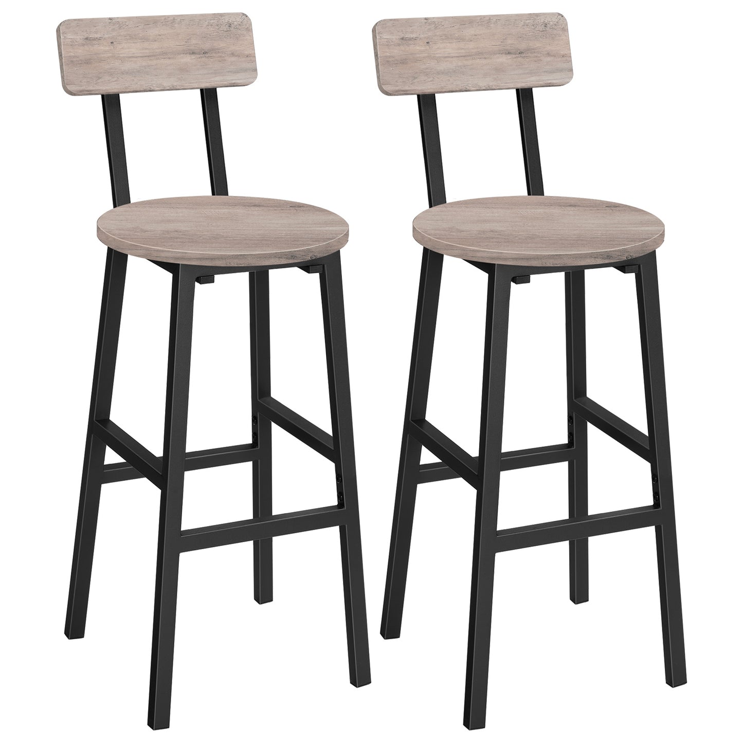 MAHANCRIS Set of 2 Modern Round Bar Stools with Backrest