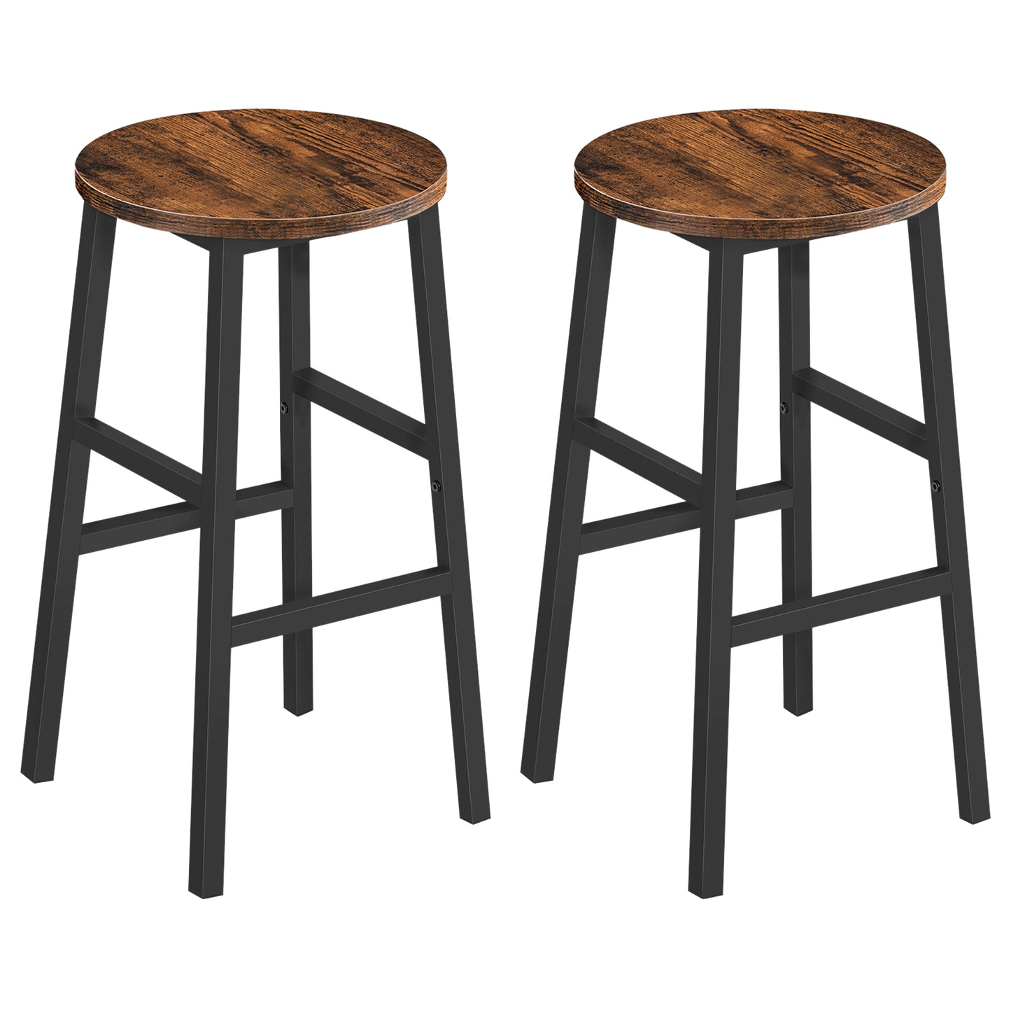 MAHANCRIS 24.4'' Set of 2 Round Bar Stools with Footrest Rustic Brown