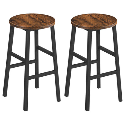 MAHANCRIS 24.4'' Set of 2 Round Bar Stools with Footrest Rustic Brown