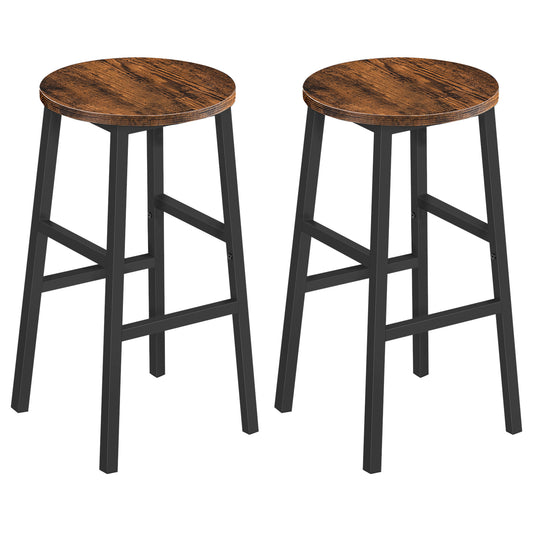 MAHANCRIS 24.4'' Set of 2 Round Bar Stools with Footrest Rustic Brown