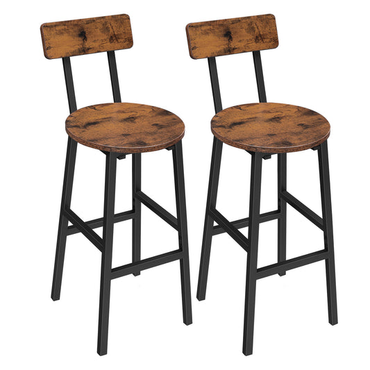 MAHANCRIS Set of 2 Modern Round Bar Stools with Backrest
