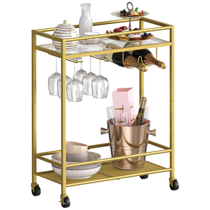 MAHANCRIS 2-Tier Gold Bar Cart