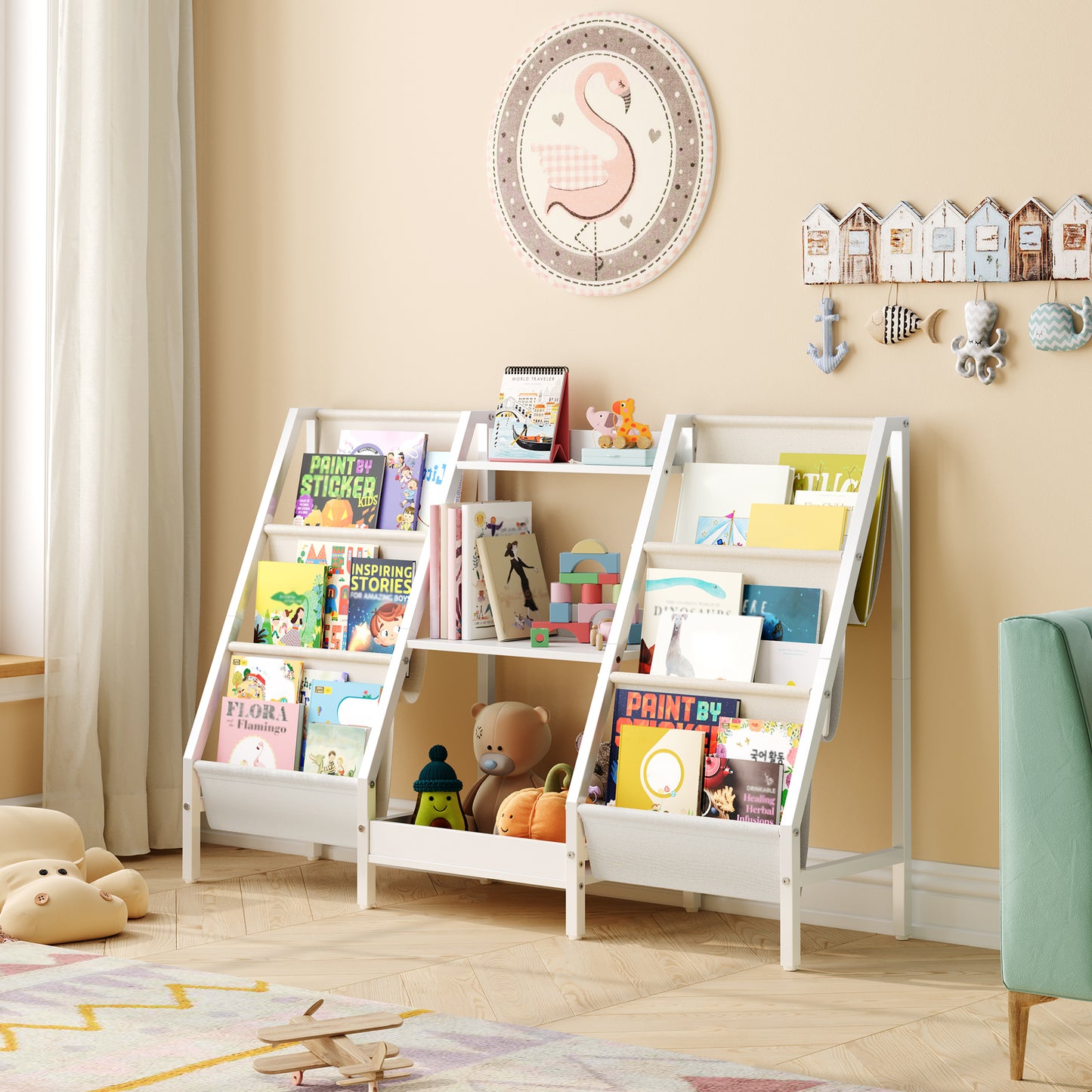 MAHANCRIS 3-Tier Kids Bookshelf with Toy Storage