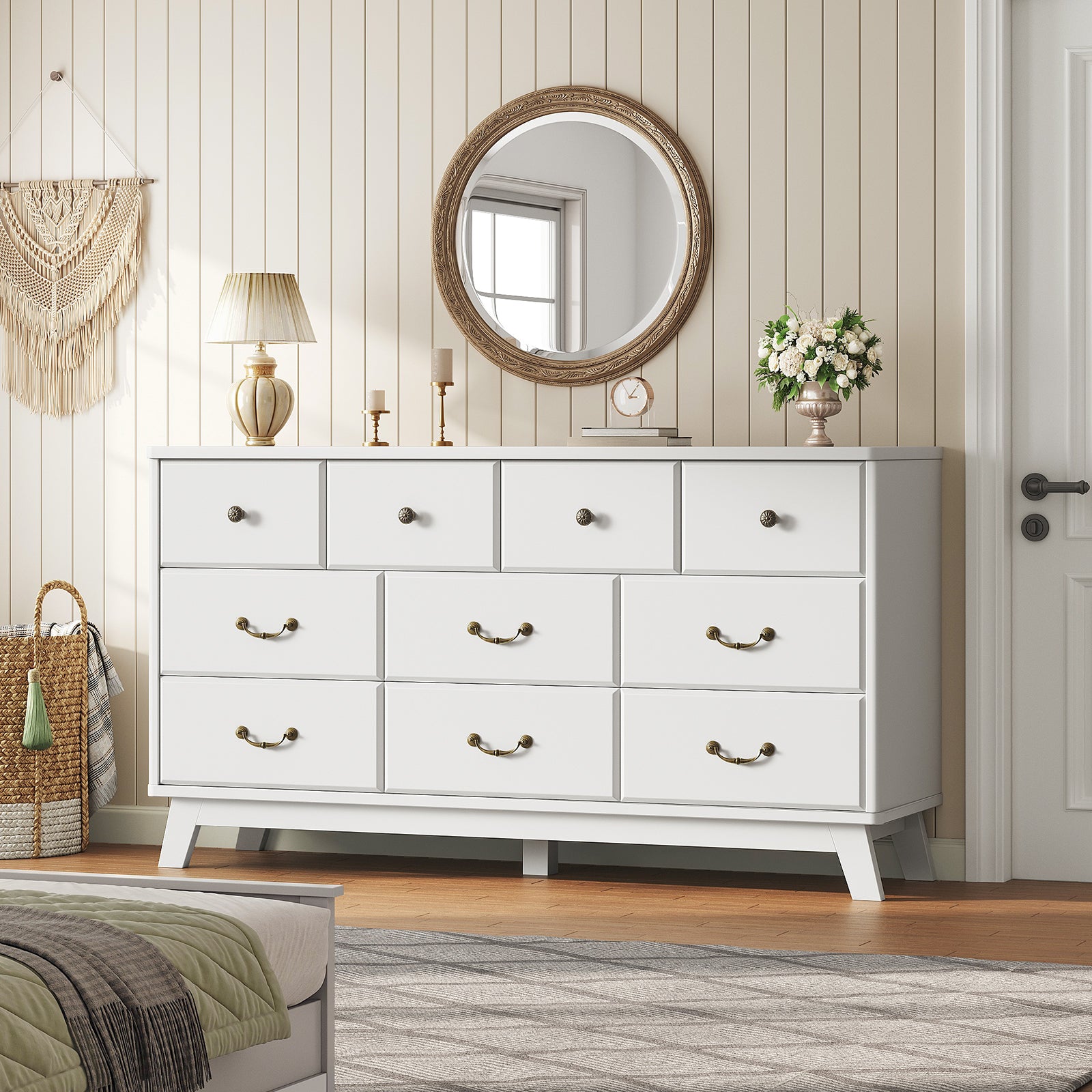 Large White Tall Wooden Chest of Drawers – Spacious white tall wooden chest of drawers for efficient storage.